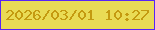 文字の大きさ：4、枠の色：5725f6、背景の色：e9db55、文字の色：c49a10 無料ブログパーツのブログ時計