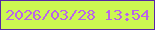 文字の大きさ：4、枠の色：5728a6、背景の色：ccf851、文字の色：ba64e9 無料ブログパーツのブログ時計