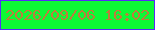 文字の大きさ：3、枠の色：572af9、背景の色：0df935、文字の色：be7d3c 無料ブログパーツのブログ時計