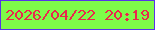 文字の大きさ：3、枠の色：5734e9、背景の色：7efb49、文字の色：eb274d 無料ブログパーツのブログ時計