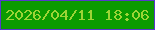 文字の大きさ：1、枠の色：5738cb、背景の色：0b9b00、文字の色：9dd436 無料ブログパーツのブログ時計