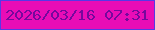 文字の大きさ：4、枠の色：5738e6、背景の色：e90db6、文字の色：76089d 無料ブログパーツのブログ時計