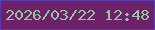 文字の大きさ：3、枠の色：573db1、背景の色：6c2168、文字の色：96c6a0 無料ブログパーツのブログ時計