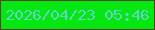 文字の大きさ：3、枠の色：574224、背景の色：05e711、文字の色：61d5c2 無料ブログパーツのブログ時計