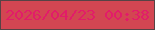 文字の大きさ：4、枠の色：574345、背景の色：d34652、文字の色：e21c69 無料ブログパーツのブログ時計