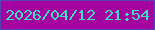 文字の大きさ：2、枠の色：5743b8、背景の色：a503a0、文字の色：41dec2 無料ブログパーツのブログ時計
