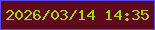 文字の大きさ：4、枠の色：5748f5、背景の色：5e091c、文字の色：a4d801 無料ブログパーツのブログ時計