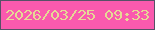 文字の大きさ：5、枠の色：575167、背景の色：fa5aae、文字の色：e6d995 無料ブログパーツのブログ時計