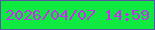 文字の大きさ：3、枠の色：5756a4、背景の色：0eea40、文字の色：ca2aef 無料ブログパーツのブログ時計