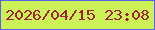 文字の大きさ：5、枠の色：5762ee、背景の色：cdf258、文字の色：9e243a 無料ブログパーツのブログ時計