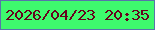 文字の大きさ：4、枠の色：5775aa、背景の色：3efa6d、文字の色：66021d 無料ブログパーツのブログ時計