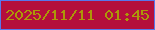 文字の大きさ：1、枠の色：5777ec、背景の色：b40f3c、文字の色：ac9808 無料ブログパーツのブログ時計