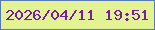 文字の大きさ：1、枠の色：5779ba、背景の色：e3f393、文字の色：731ea5 無料ブログパーツのブログ時計