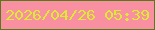 文字の大きさ：5、枠の色：577a16、背景の色：f990a2、文字の色：dceb32 無料ブログパーツのブログ時計