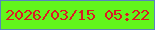 文字の大きさ：3、枠の色：5785bd、背景の色：62f51c、文字の色：dc1925 無料ブログパーツのブログ時計