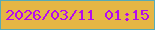 文字の大きさ：2、枠の色：57abb6、背景の色：e5b645、文字の色：b609ee 無料ブログパーツのブログ時計