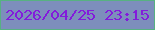 文字の大きさ：1、枠の色：57b182、背景の色：7d8ebc、文字の色：831bdb 無料ブログパーツのブログ時計