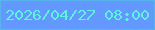 文字の大きさ：4、枠の色：57b4ec、背景の色：6298ff、文字の色：5af5dc 無料ブログパーツのブログ時計