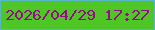 文字の大きさ：5、枠の色：57b6c8、背景の色：4ec626、文字の色：970c85 無料ブログパーツのブログ時計