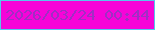 文字の大きさ：4、枠の色：57c6eb、背景の色：f604d8、文字の色：a02ec4 無料ブログパーツのブログ時計