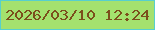 文字の大きさ：5、枠の色：57cfcd、背景の色：a4e16e、文字の色：7b4f1c 無料ブログパーツのブログ時計