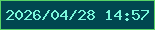 文字の大きさ：4、枠の色：57d366、背景の色：014750、文字の色：7af8db 無料ブログパーツのブログ時計