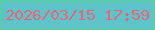 文字の大きさ：5、枠の色：57d490、背景の色：5fc4c9、文字の色：e5657b 無料ブログパーツのブログ時計