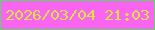 文字の大きさ：2、枠の色：57db67、背景の色：f965f1、文字の色：dde343 無料ブログパーツのブログ時計