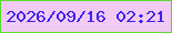文字の大きさ：4、枠の色：57dc2c、背景の色：f2cbf4、文字の色：3f22eb 無料ブログパーツのブログ時計