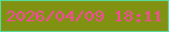文字の大きさ：3、枠の色：57dc9a、背景の色：819213、文字の色：f8499d 無料ブログパーツのブログ時計
