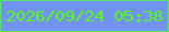 文字の大きさ：4、枠の色：57e665、背景の色：7393f3、文字の色：53ff09 無料ブログパーツのブログ時計