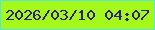 文字の大きさ：3、枠の色：57e6dc、背景の色：a4f81a、文字の色：321c86 無料ブログパーツのブログ時計
