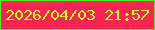 文字の大きさ：4、枠の色：57e827、背景の色：f82451、文字の色：cefd2e 無料ブログパーツのブログ時計