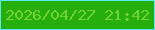 文字の大きさ：1、枠の色：57eaef、背景の色：26ae0c、文字の色：74d334 無料ブログパーツのブログ時計