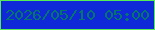文字の大きさ：4、枠の色：57eb54、背景の色：0f29d8、文字の色：03756b 無料ブログパーツのブログ時計