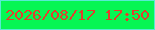 文字の大きさ：5、枠の色：57ebd2、背景の色：06f653、文字の色：e33d2d 無料ブログパーツのブログ時計