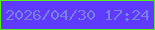 文字の大きさ：3、枠の色：57ef1b、背景の色：5e3bfe、文字の色：7881df 無料ブログパーツのブログ時計