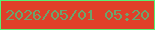 文字の大きさ：1、枠の色：57f073、背景の色：e03f29、文字の色：6ba46d 無料ブログパーツのブログ時計