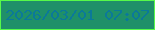 文字の大きさ：2、枠の色：57f94a、背景の色：1f9069、文字の色：0b7999 無料ブログパーツのブログ時計