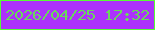 文字の大きさ：1、枠の色：57fd34、背景の色：ac32fb、文字の色：69d85b 無料ブログパーツのブログ時計