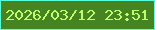 文字の大きさ：4、枠の色：57ffda、背景の色：458421、文字の色：bbfe70 無料ブログパーツのブログ時計