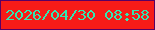 文字の大きさ：3、枠の色：580064、背景の色：f61b18、文字の色：31e7b2 無料ブログパーツのブログ時計