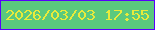 文字の大きさ：2、枠の色：5800fc、背景の色：5ac97e、文字の色：e9eb3b 無料ブログパーツのブログ時計