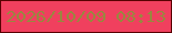 文字の大きさ：5、枠の色：580102、背景の色：f0405e、文字の色：99873f 無料ブログパーツのブログ時計