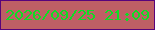 文字の大きさ：1、枠の色：58037b、背景の色：be5f65、文字の色：0edd24 無料ブログパーツのブログ時計