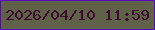 文字の大きさ：4、枠の色：5804c2、背景の色：5f6249、文字の色：3d0b2f 無料ブログパーツのブログ時計