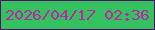 文字の大きさ：4、枠の色：580d6d、背景の色：33c25f、文字の色：be26a9 無料ブログパーツのブログ時計