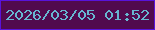 文字の大きさ：2、枠の色：5813db、背景の色：510a4e、文字の色：67b7d1 無料ブログパーツのブログ時計