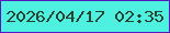 文字の大きさ：4、枠の色：5817bd、背景の色：4ef1df、文字の色：284231 無料ブログパーツのブログ時計