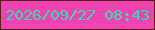 文字の大きさ：1、枠の色：581d14、背景の色：f042b1、文字の色：3ed9b1 無料ブログパーツのブログ時計